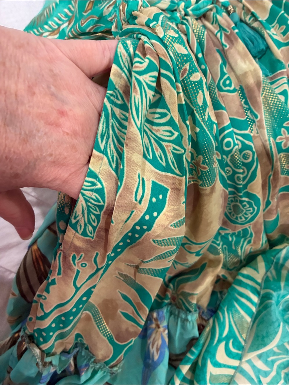 Gorgeous Aqua Floral Tie-Back Maxi Dress with Pockets! - Picture 7 of 7